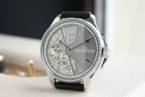 1870s Custom Watch With Vacheron Constantin Pocket Watch Movement Fully Engraved Half Dial