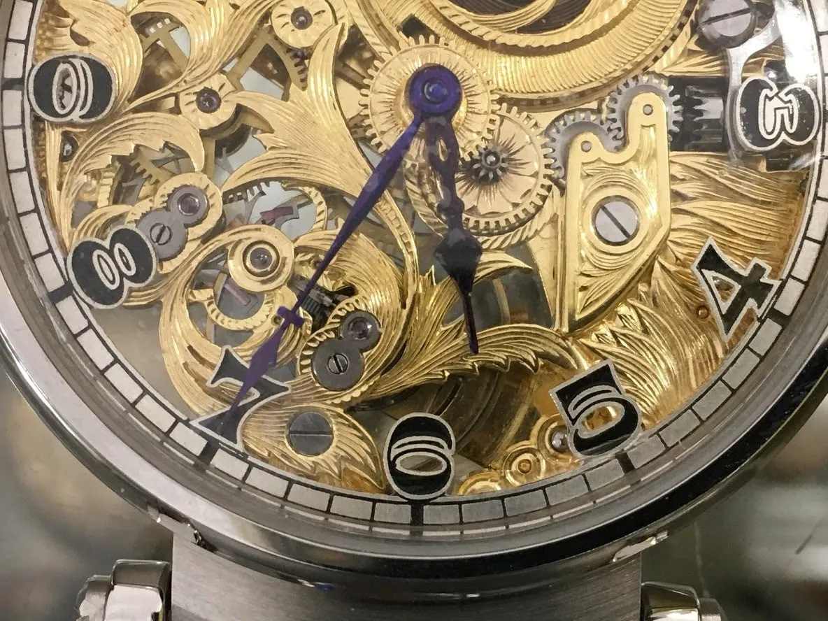 1905 Patek Philippe Pocket Watch Movement Custom Watch Full Skeleton Full Engraving