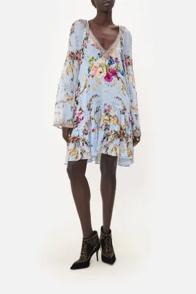 A-LINE GATHERED PANEL DRESS FLORAFUL