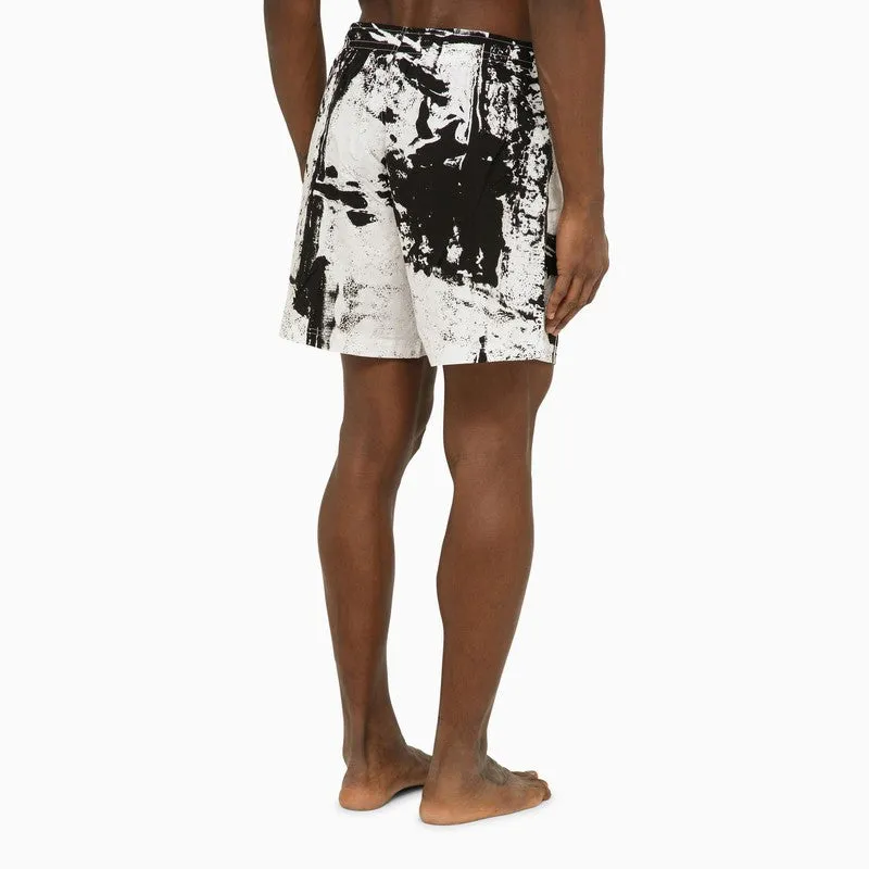 Abstract Print Swim Shorts With Logo