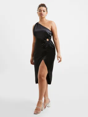 Adaline Satin One Shoulder Midi Dress