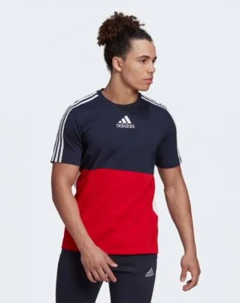 adidas - Men - Essentials Colorblock Tee - Legend Ink/Scarlet/White