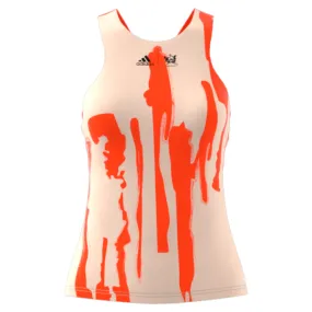 Adidas Performance Thebe Magugu Tennis New York Y-Back Tank Top - Ecru Tint/Impact Orange