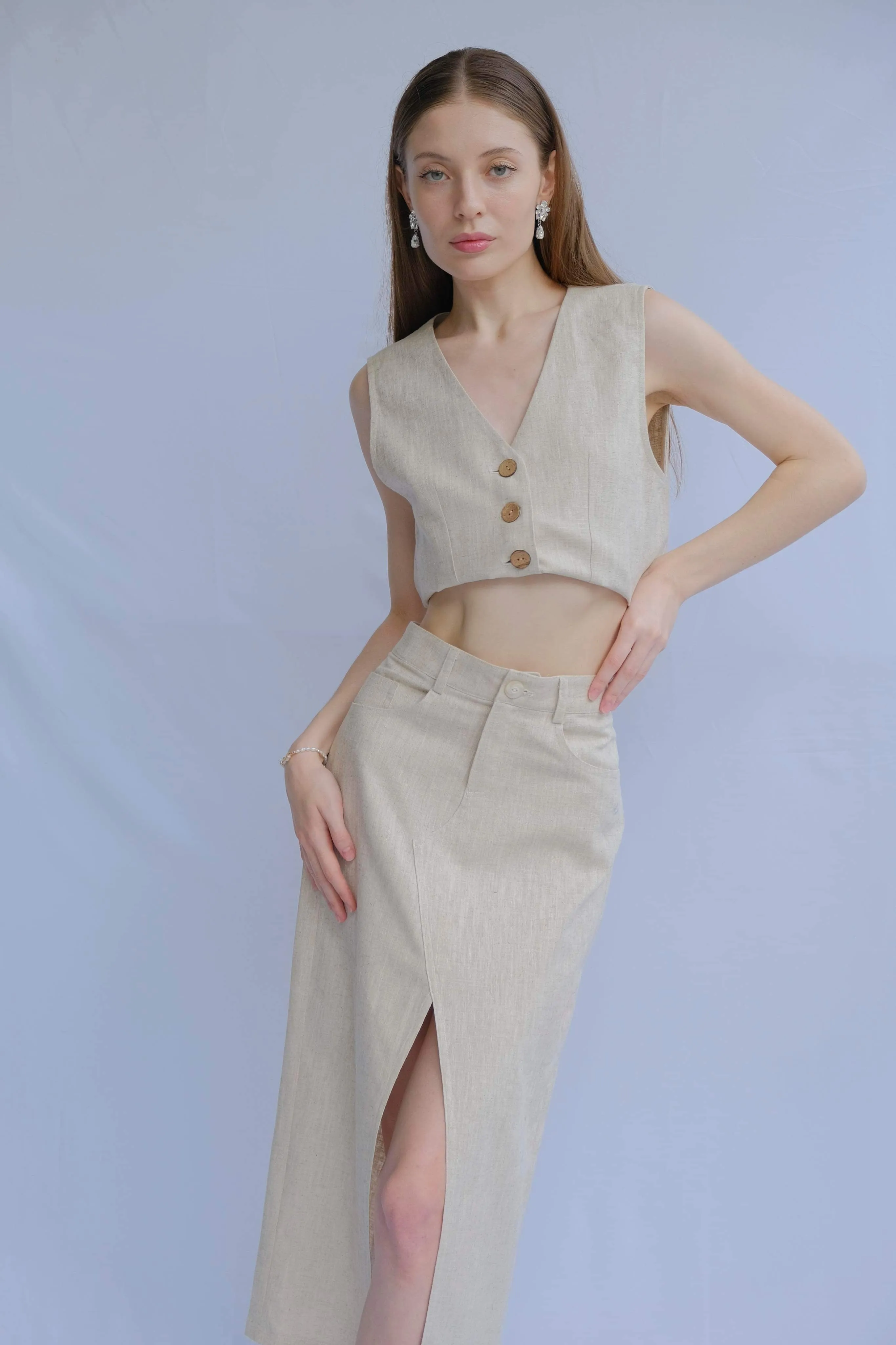 All Bodies 100% Linen Pencil Skirt