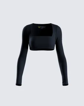 Amara Black Square Neck Top