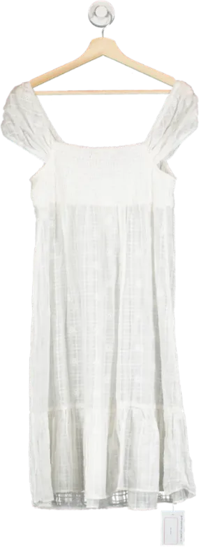 Anthropologie White Lace-Up Cotton Midi Dress UK S