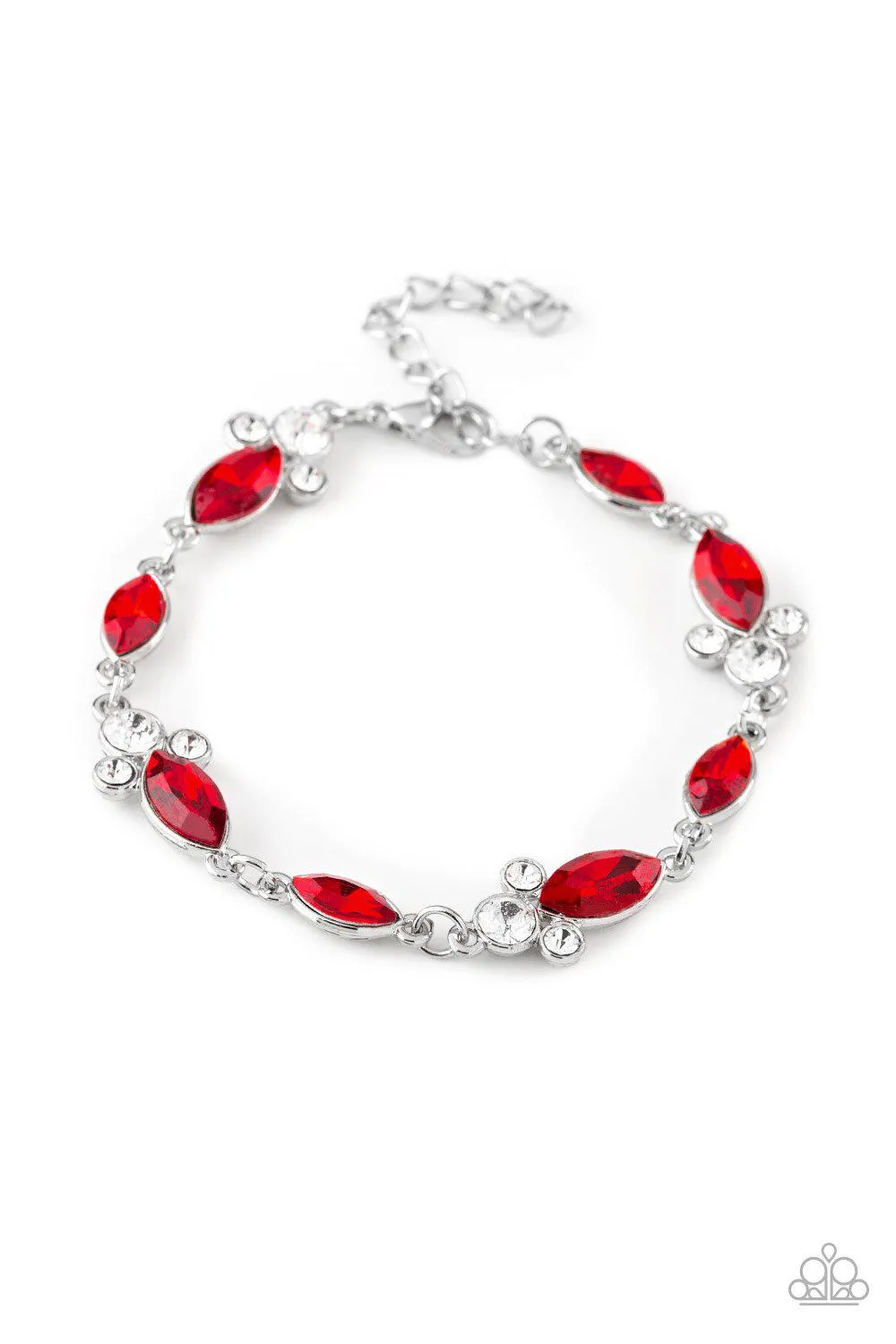 At Any Cost Red and White Gem Bracelet - Paparazzi Accessories