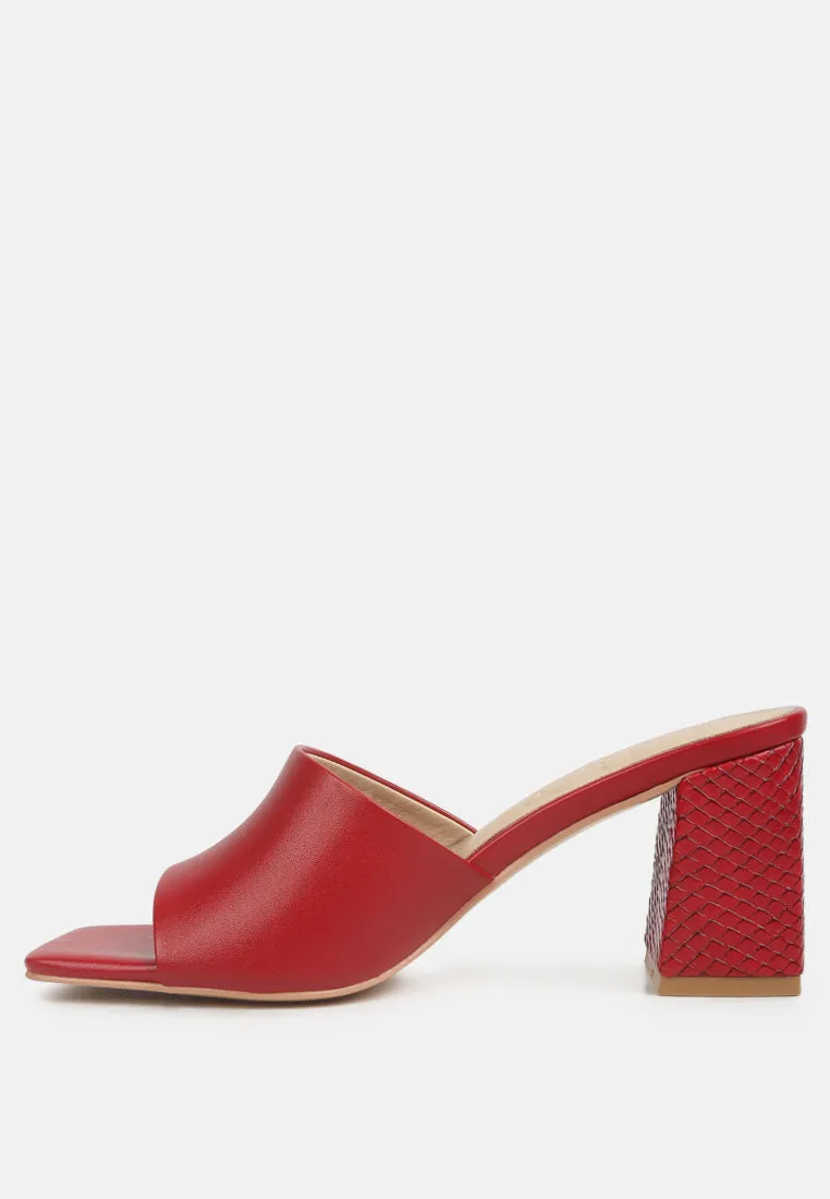 Audriana Red Textured Block Heel Sandals