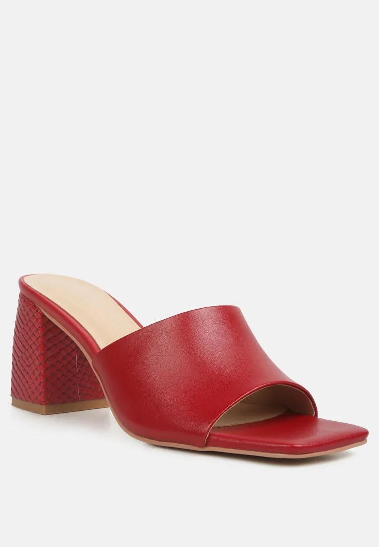 Audriana Red Textured Block Heel Sandals