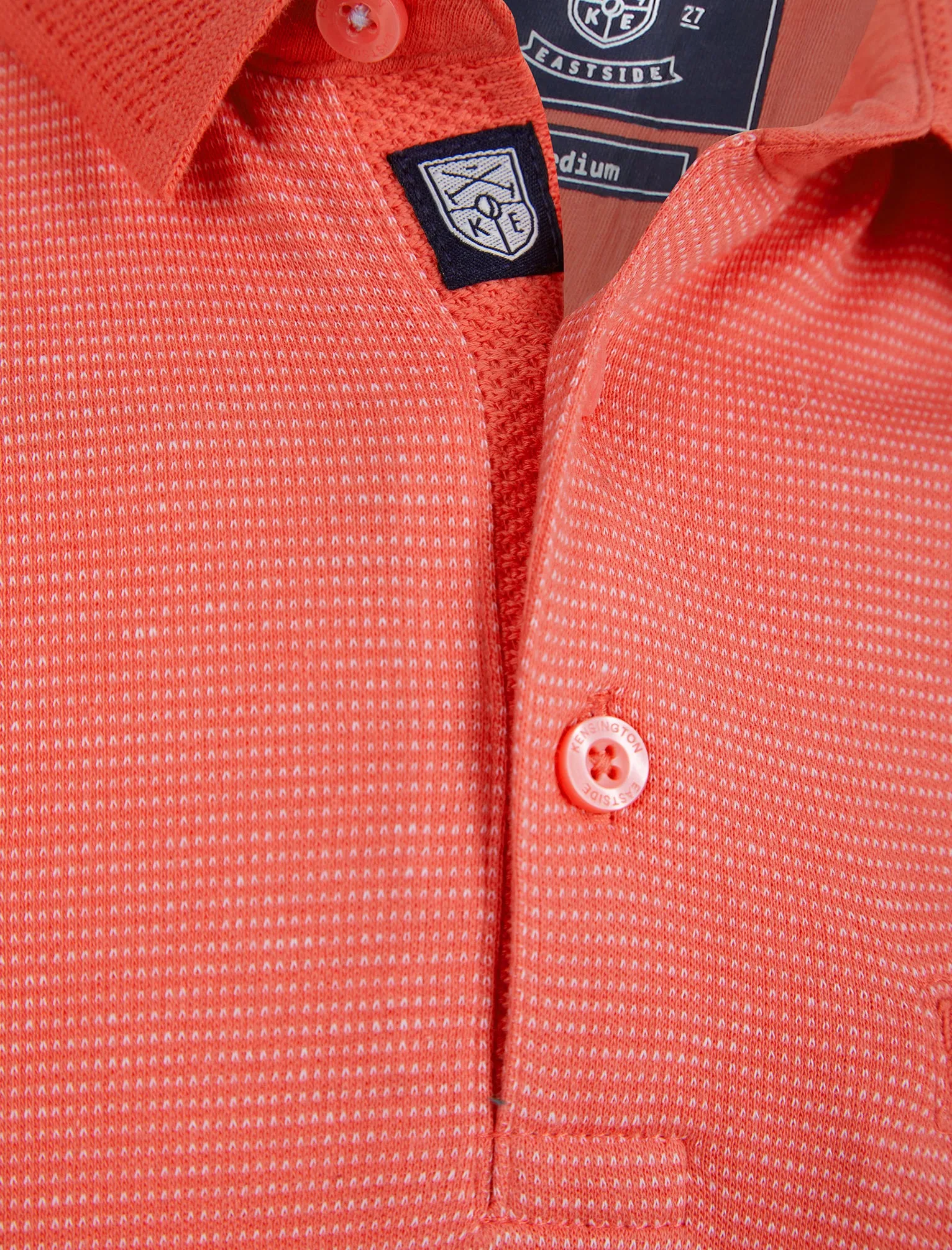 Bardell 2 Cotton Jacquard Polo Shirt with Chest Pocket in Dubarry Coral - Kensington Eastside