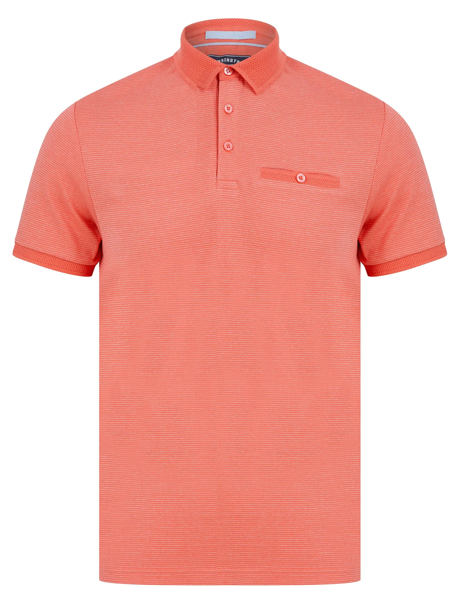 Bardell 2 Cotton Jacquard Polo Shirt with Chest Pocket in Dubarry Coral - Kensington Eastside