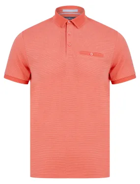 Bardell 2 Cotton Jacquard Polo Shirt with Chest Pocket in Dubarry Coral - Kensington Eastside