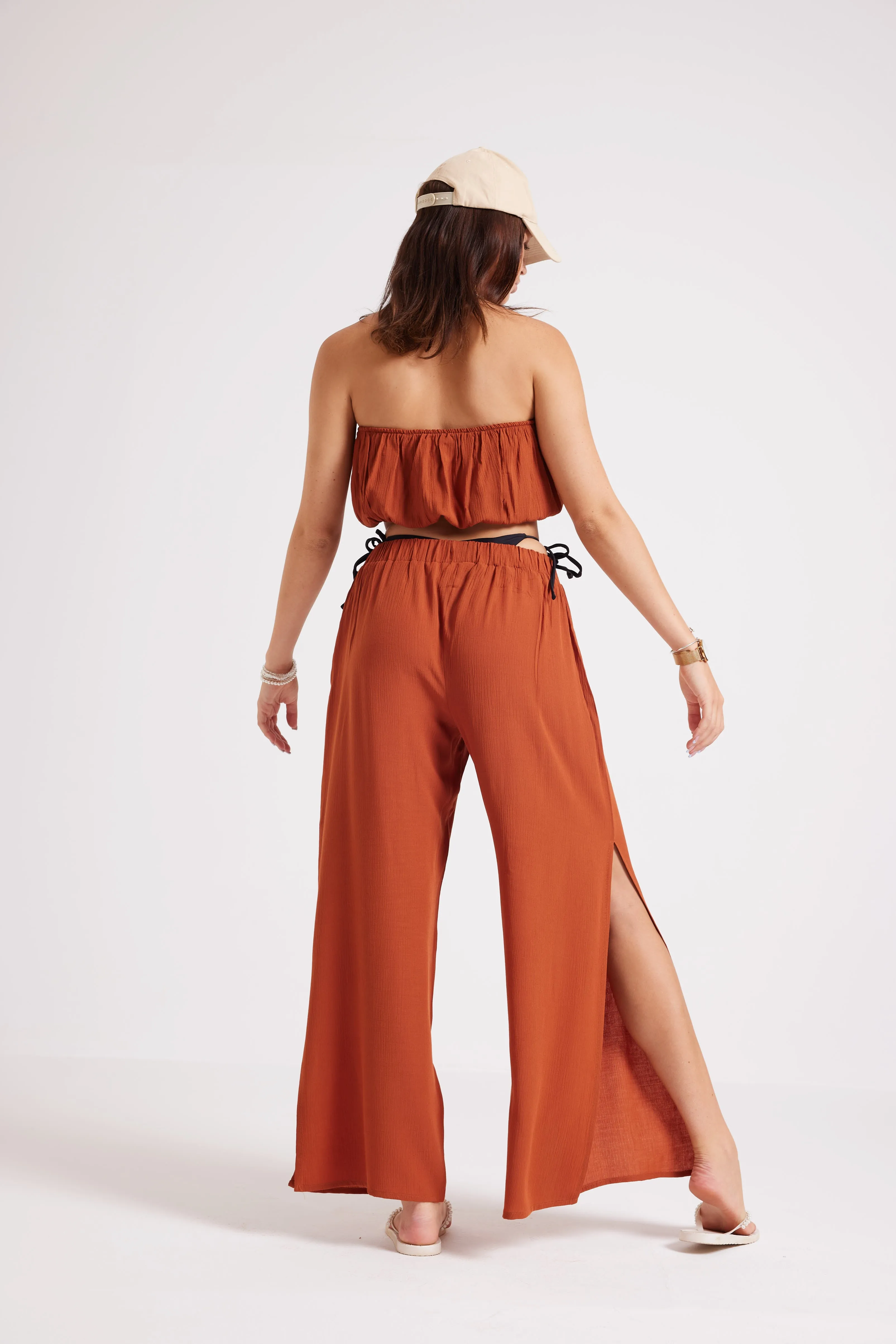 BEACH SIDE SLIT SET - BROWN