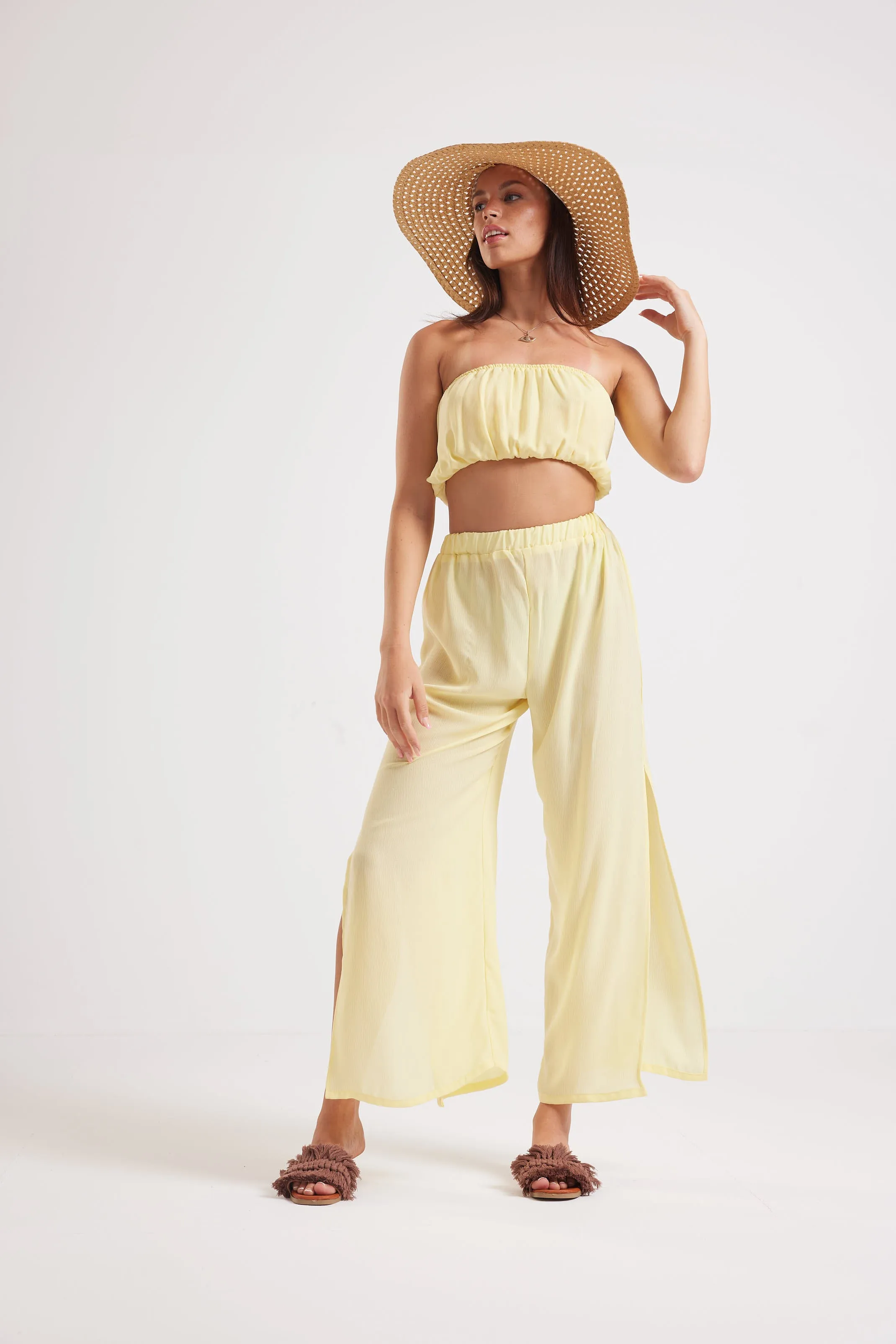 BEACH SIDE SLIT SET - YELLOW