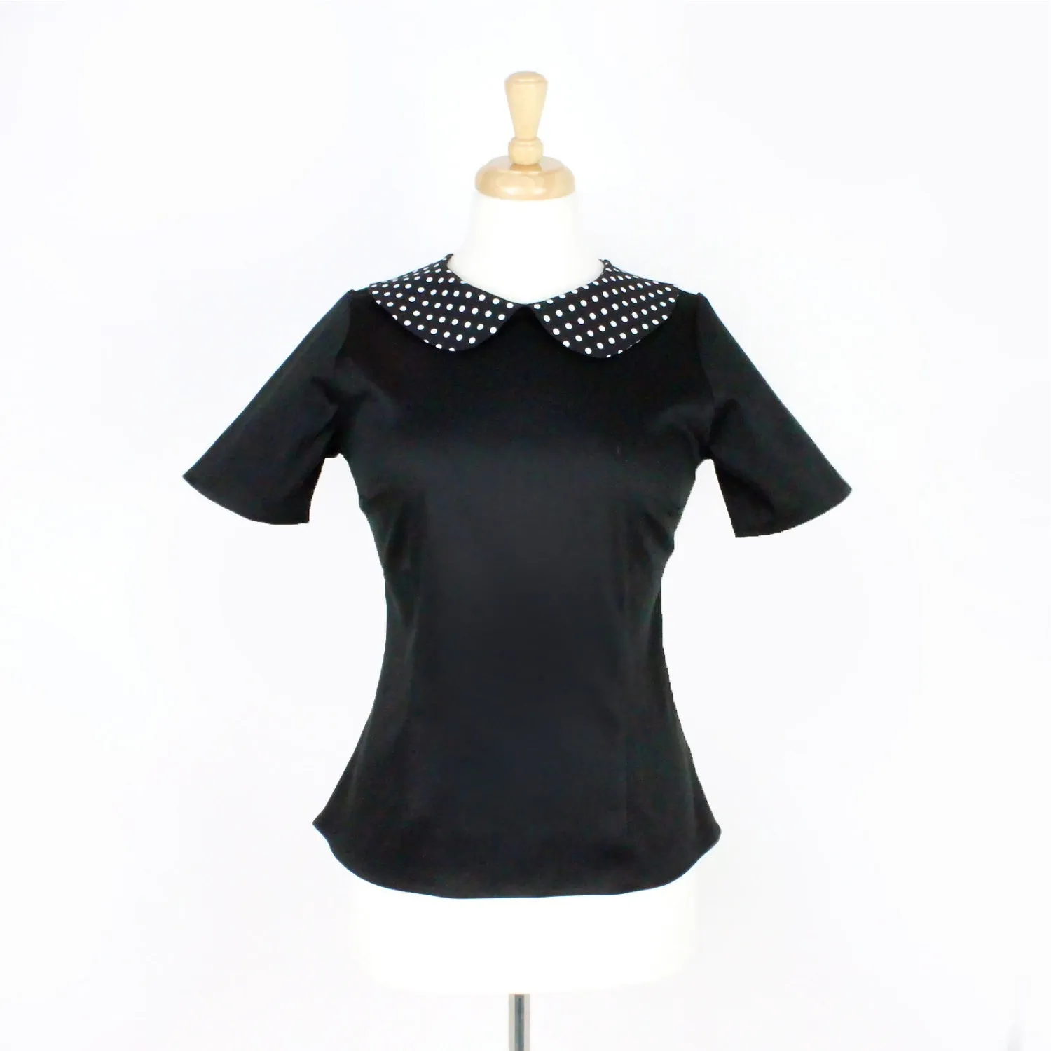 Black and Polkadots Vintage Inspired Top T-BP558