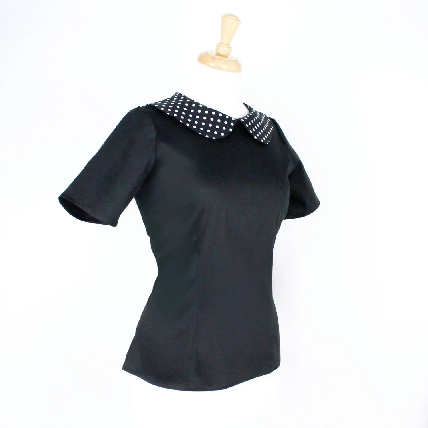 Black and Polkadots Vintage Inspired Top T-BP558