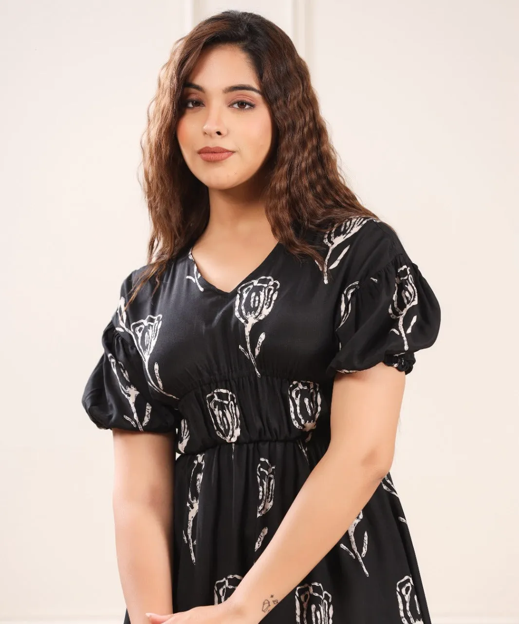 Black Rose Silk Mini Dress