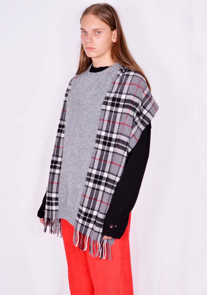 BLESS N°75 VA195 PLOP HAR PONCHO GREY/GREY CHECK