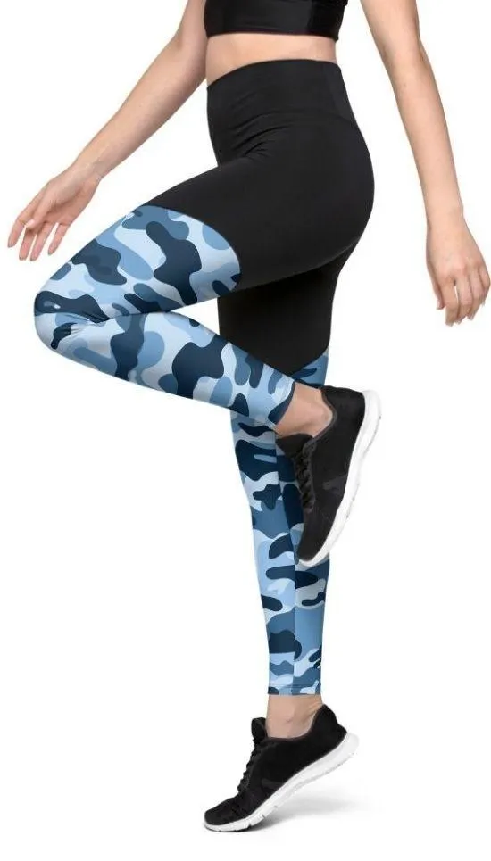 Blue Camo Compression Leggings