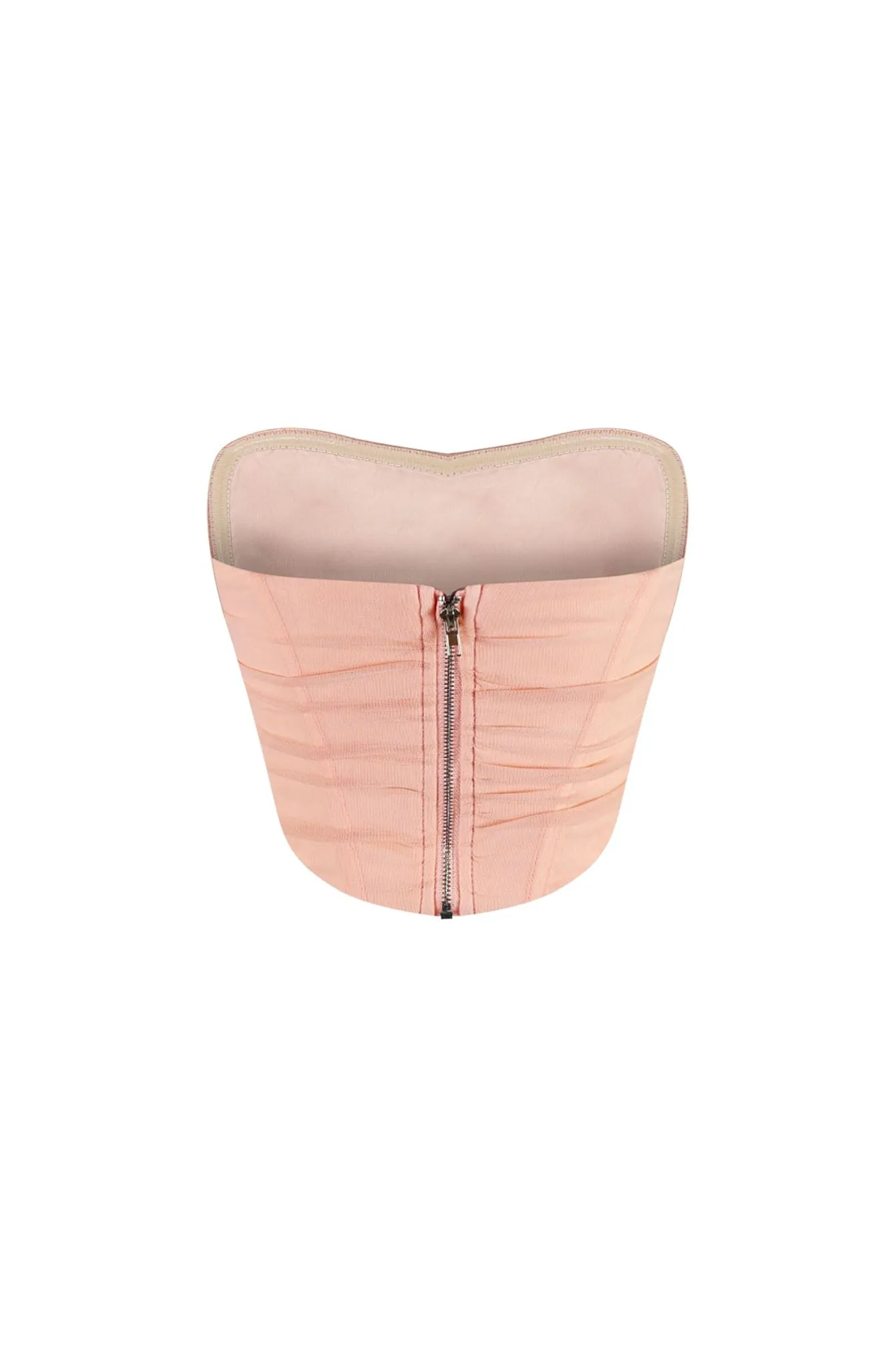 Blush Me Mesh Ruched Pearl Corset