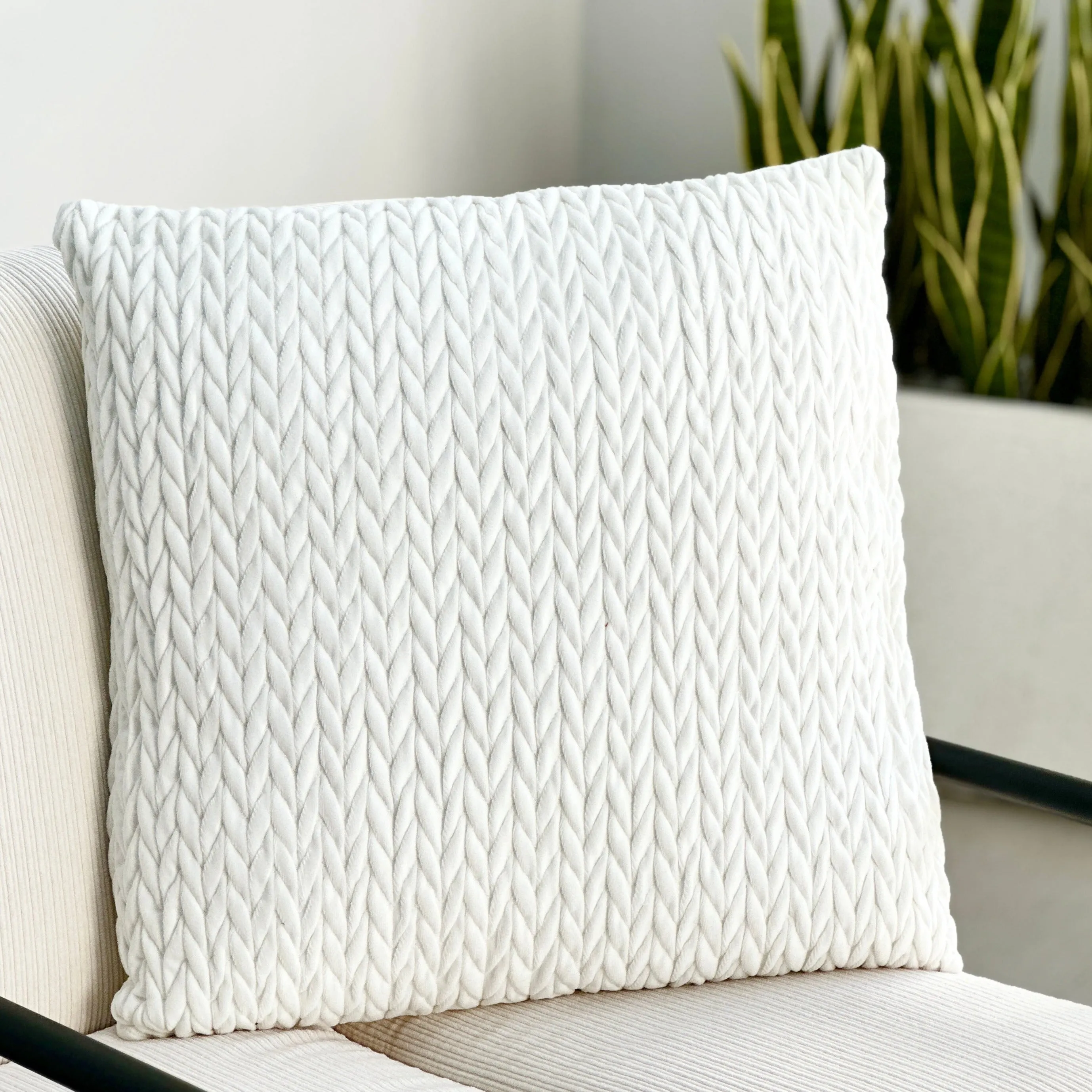 Braided Cushion Satin White Pillow