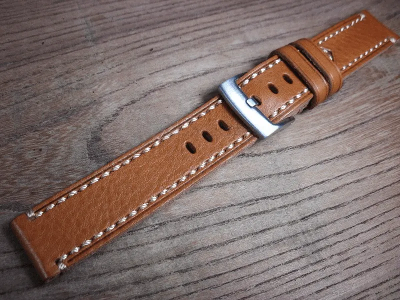 Brown Leather Watch Strap Pebbled First Layer Cowhide 20mm 22mm