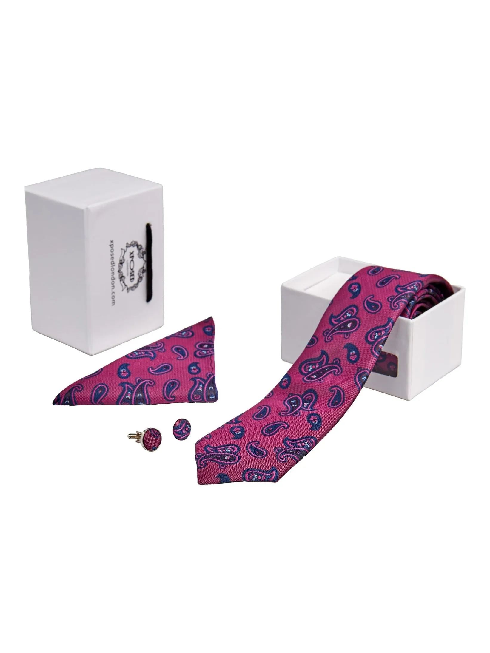 BURNT PINK PAISLEY PRINT NECKTIE SET