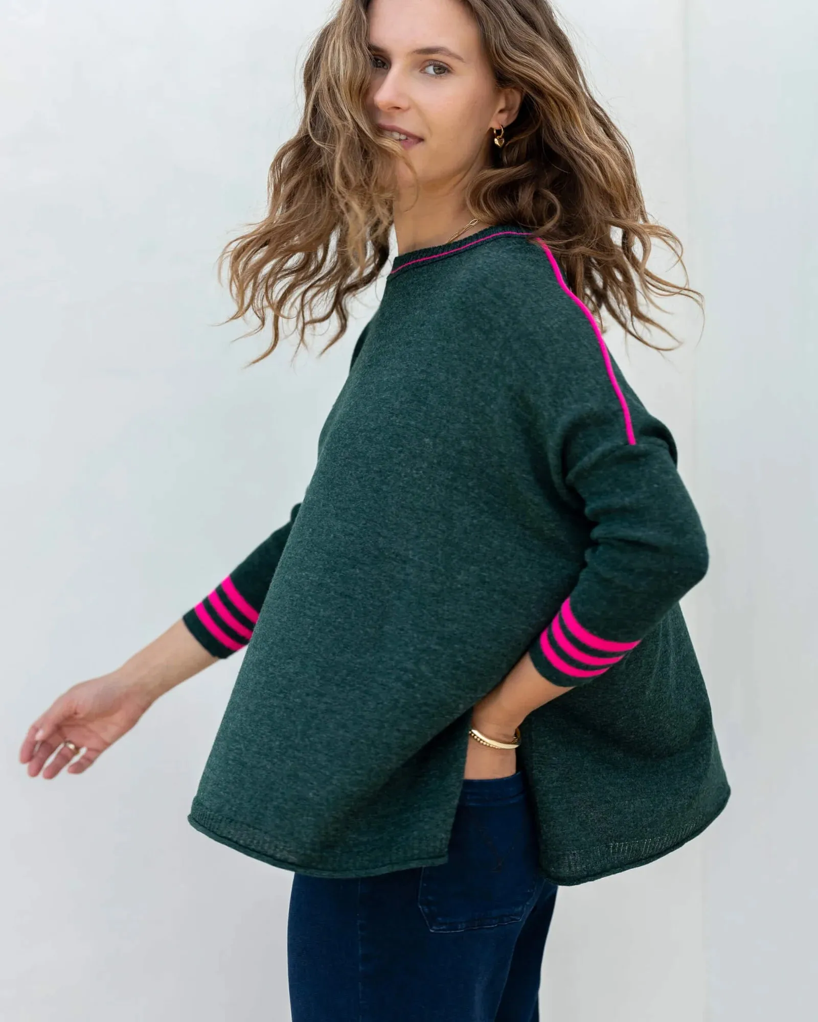 Catalina Crewneck Sweater in Alpine   Lipstick Colorblock Sport