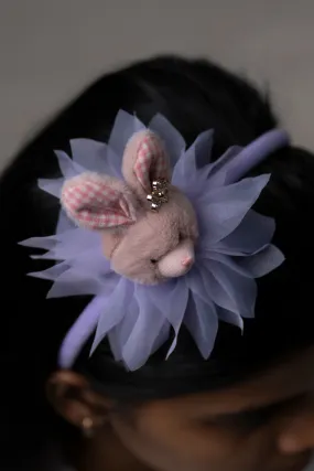 Charming Lavender Bunny Hairbow with Tulle and Crystal Detail