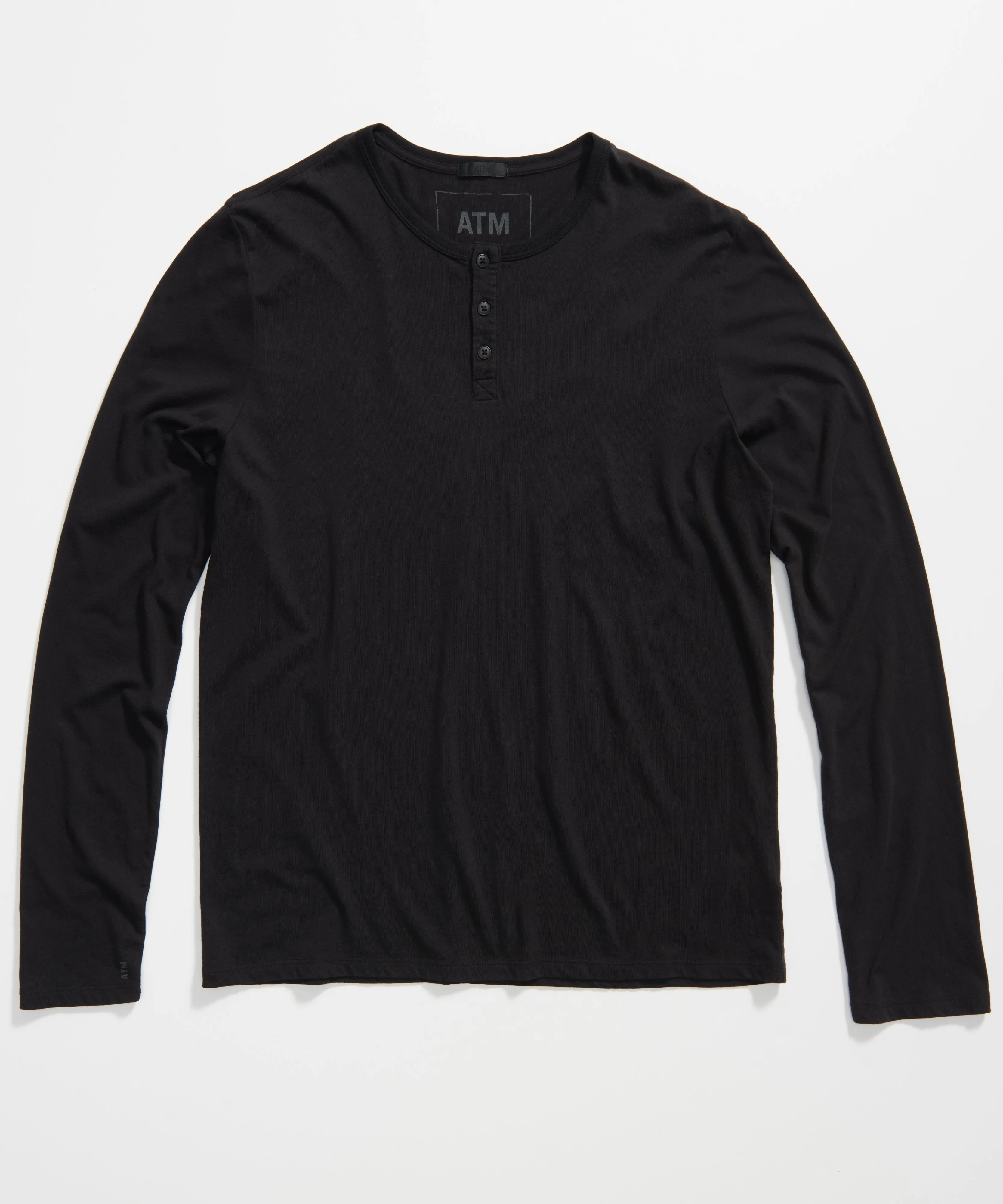 Classic Jersey Long Sleeve Henley - Black