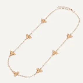 Contemporary T-Bar Bee Long Necklace In Gold-Tone