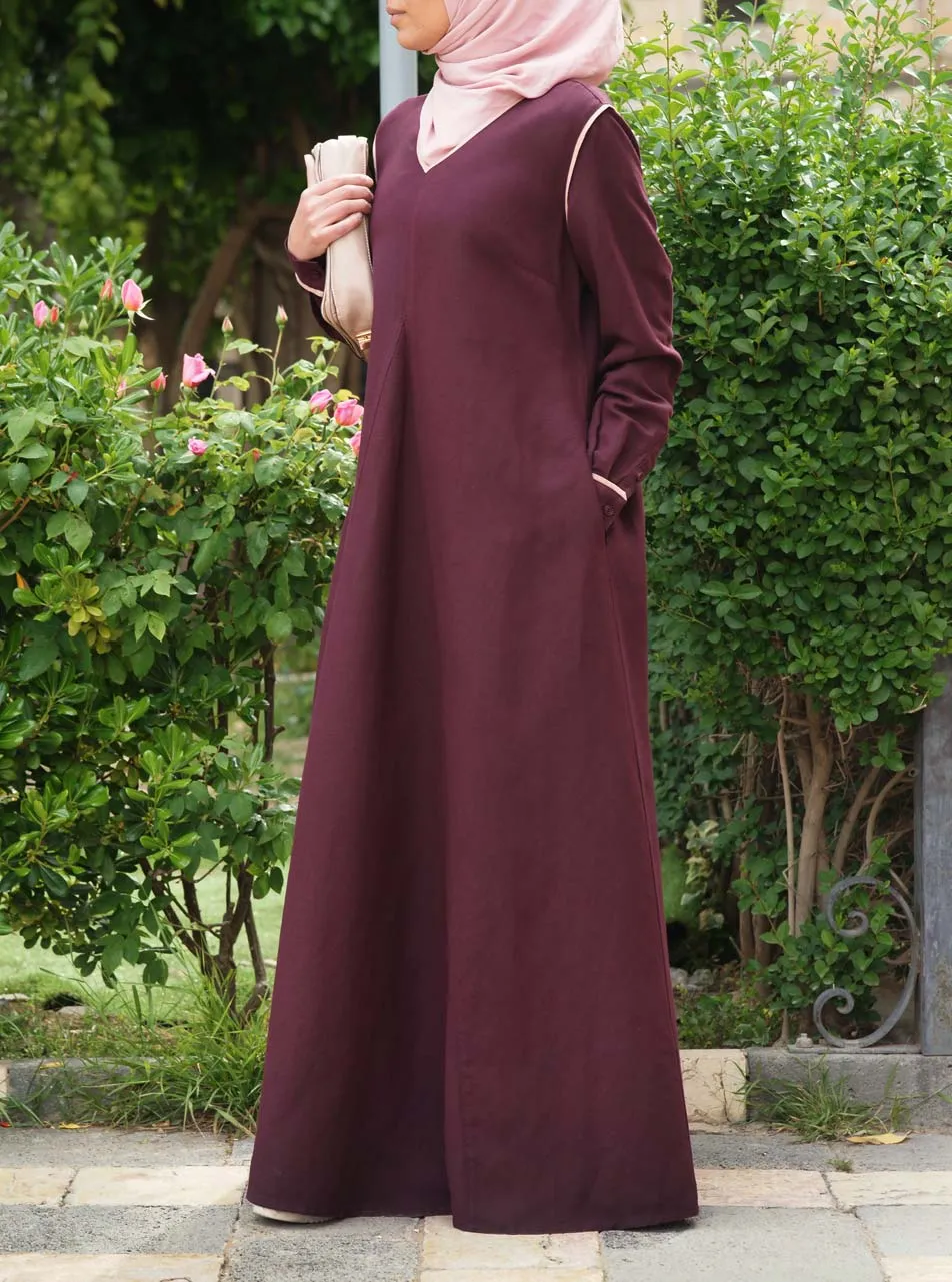 Contrast Bias Trim Maxi Dress