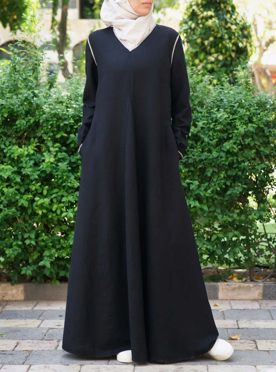 Contrast Bias Trim Maxi Dress