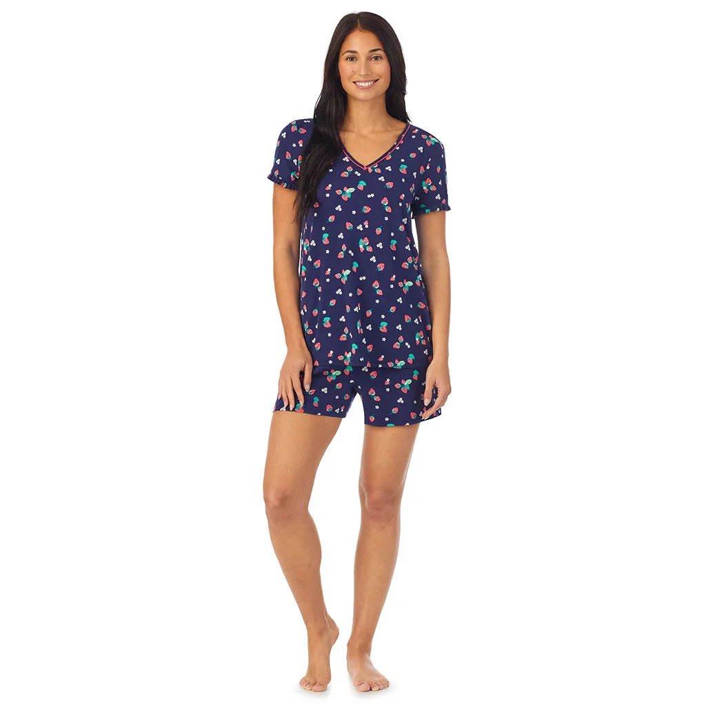 Cotton-Blend Short Sleeve Top with Boxer Short 2-Pc Pajama Set