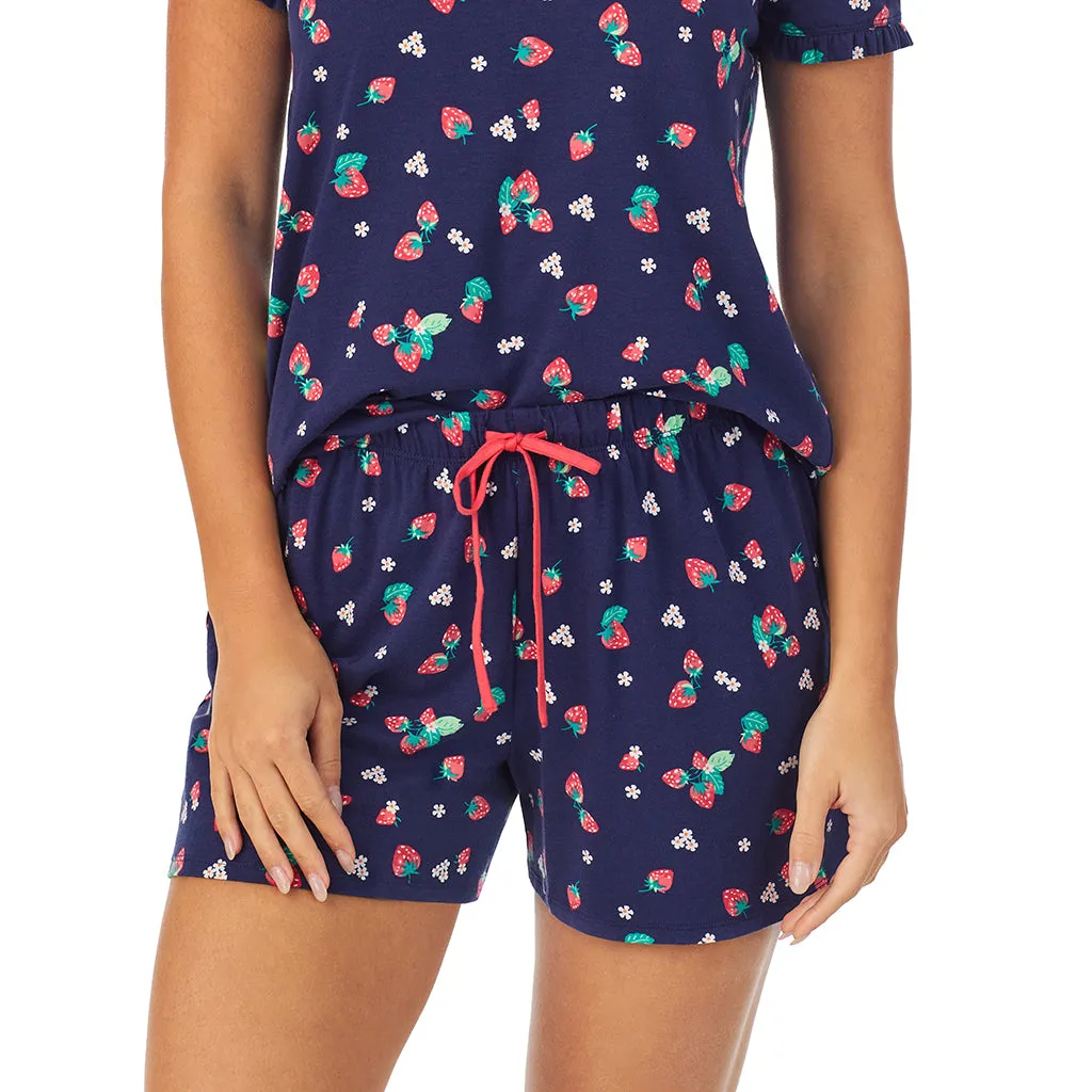 Cotton-Blend Short Sleeve Top with Boxer Short 2-Pc Pajama Set