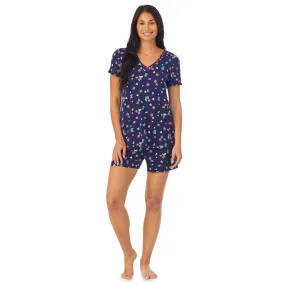 Cotton-Blend Short Sleeve Top with Boxer Short 2-Pc Pajama Set