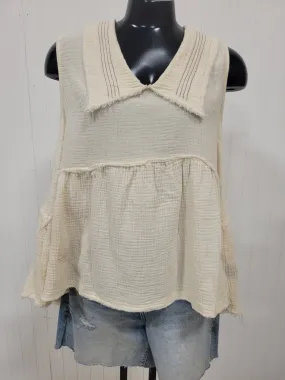 Cream Raw Edge Top