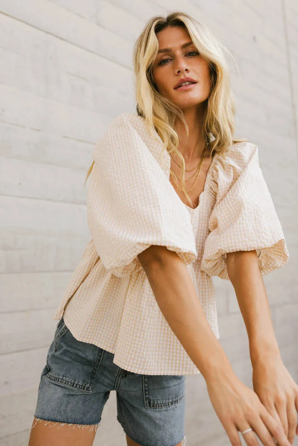 Delilah Gingham Peplum Top