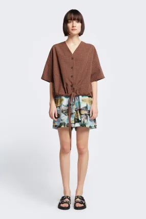 Elude Top Brown Gingham