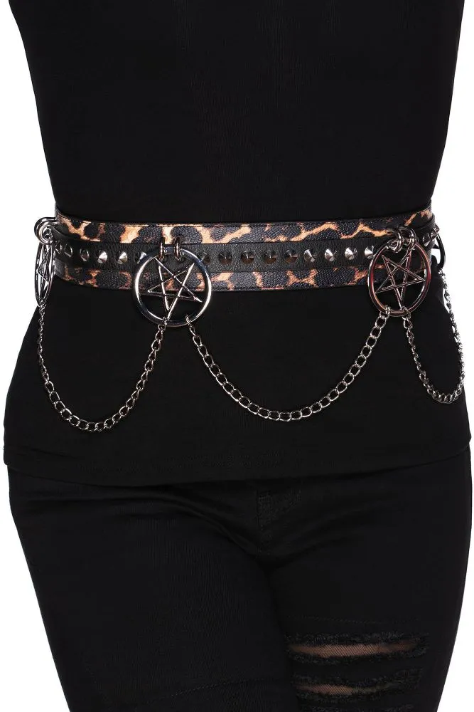 Feline Fancy Leopard Print Chain Belt