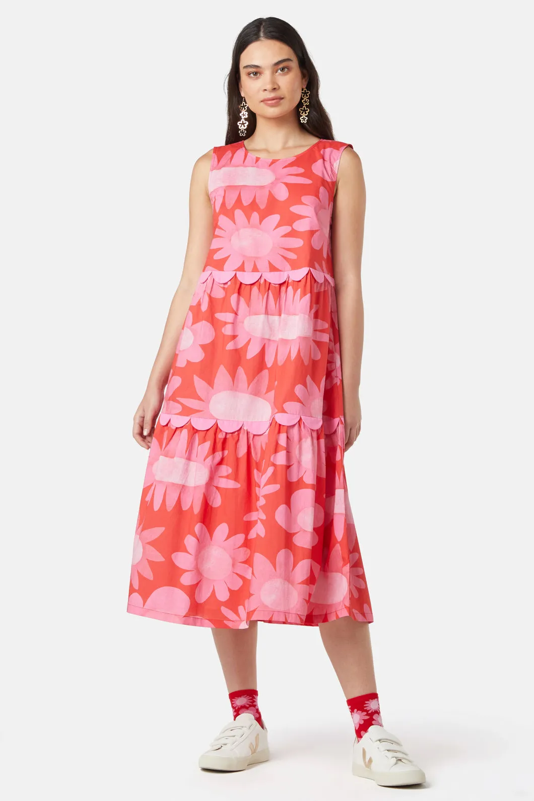 Flowering Pink Tiered Dress