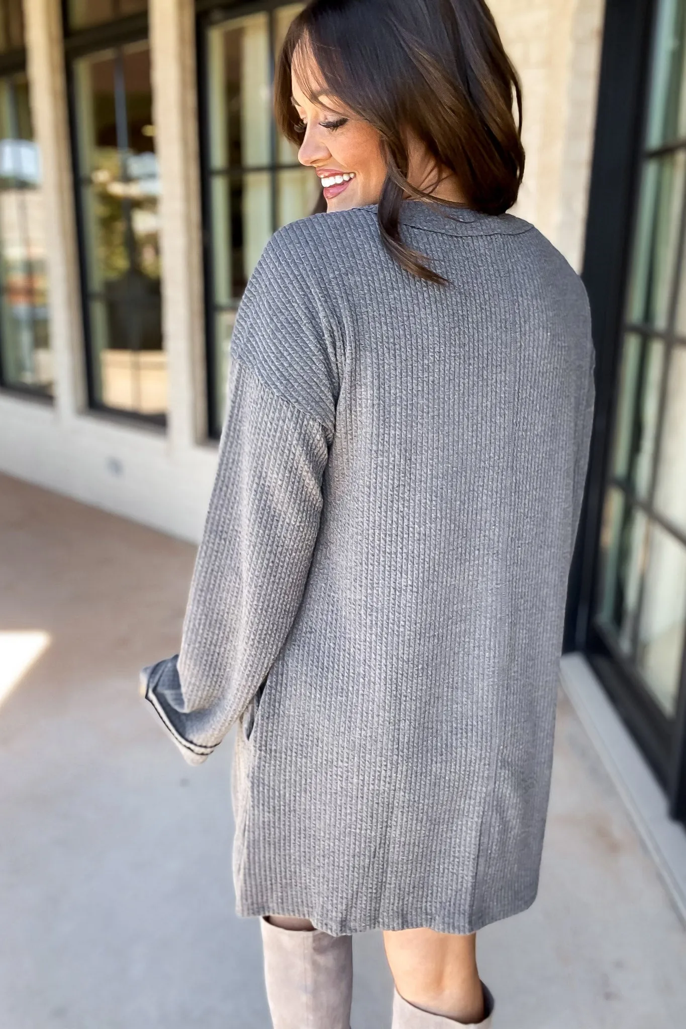 Forever Young Heathered Charcoal Sweater Dress