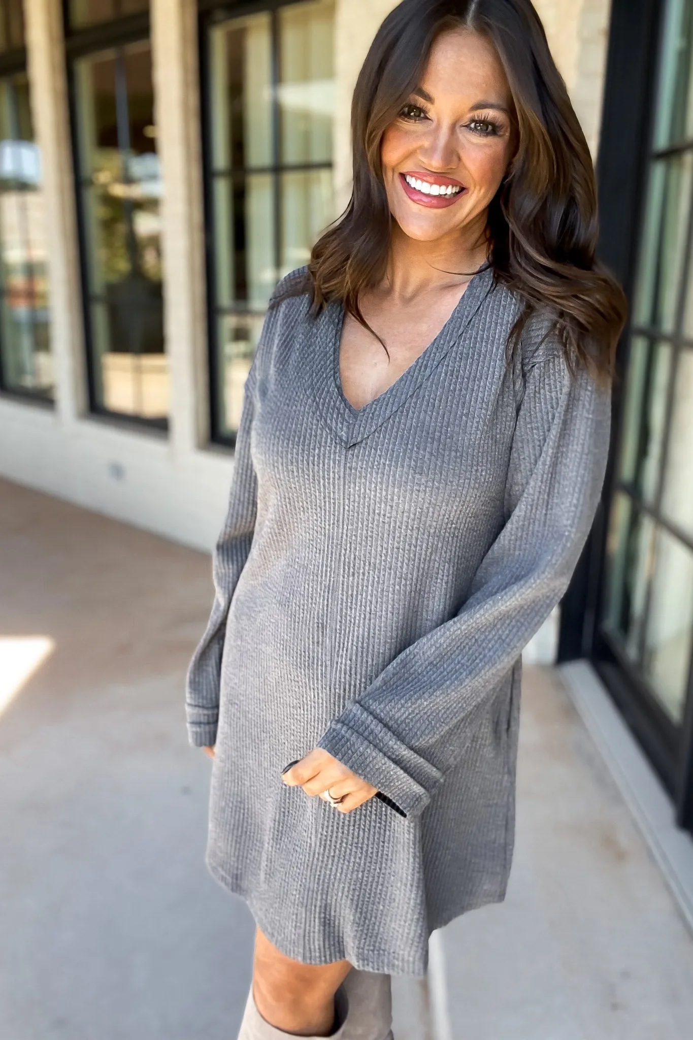 Forever Young Heathered Charcoal Sweater Dress