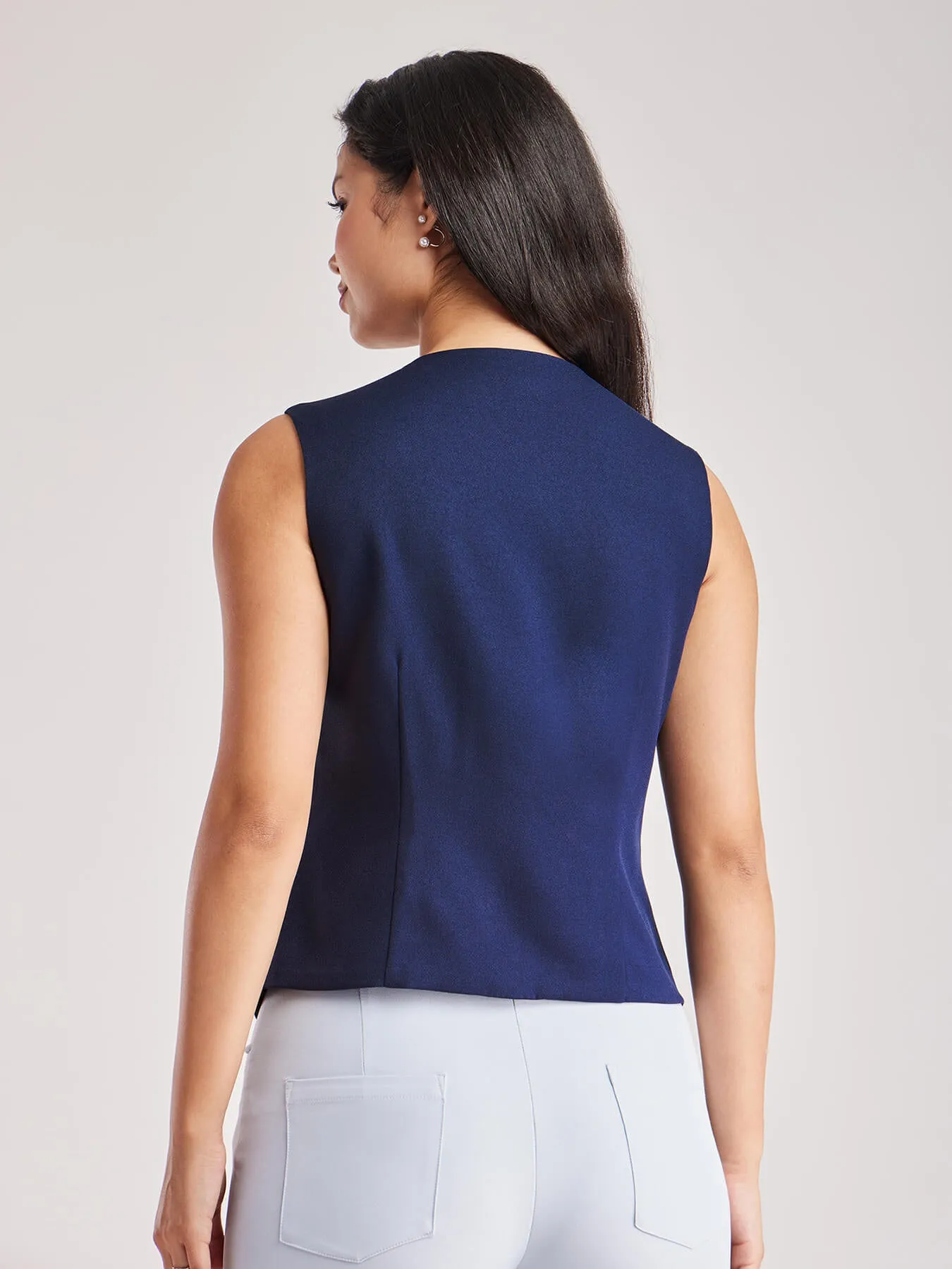 Front Button Vest - Navy Blue