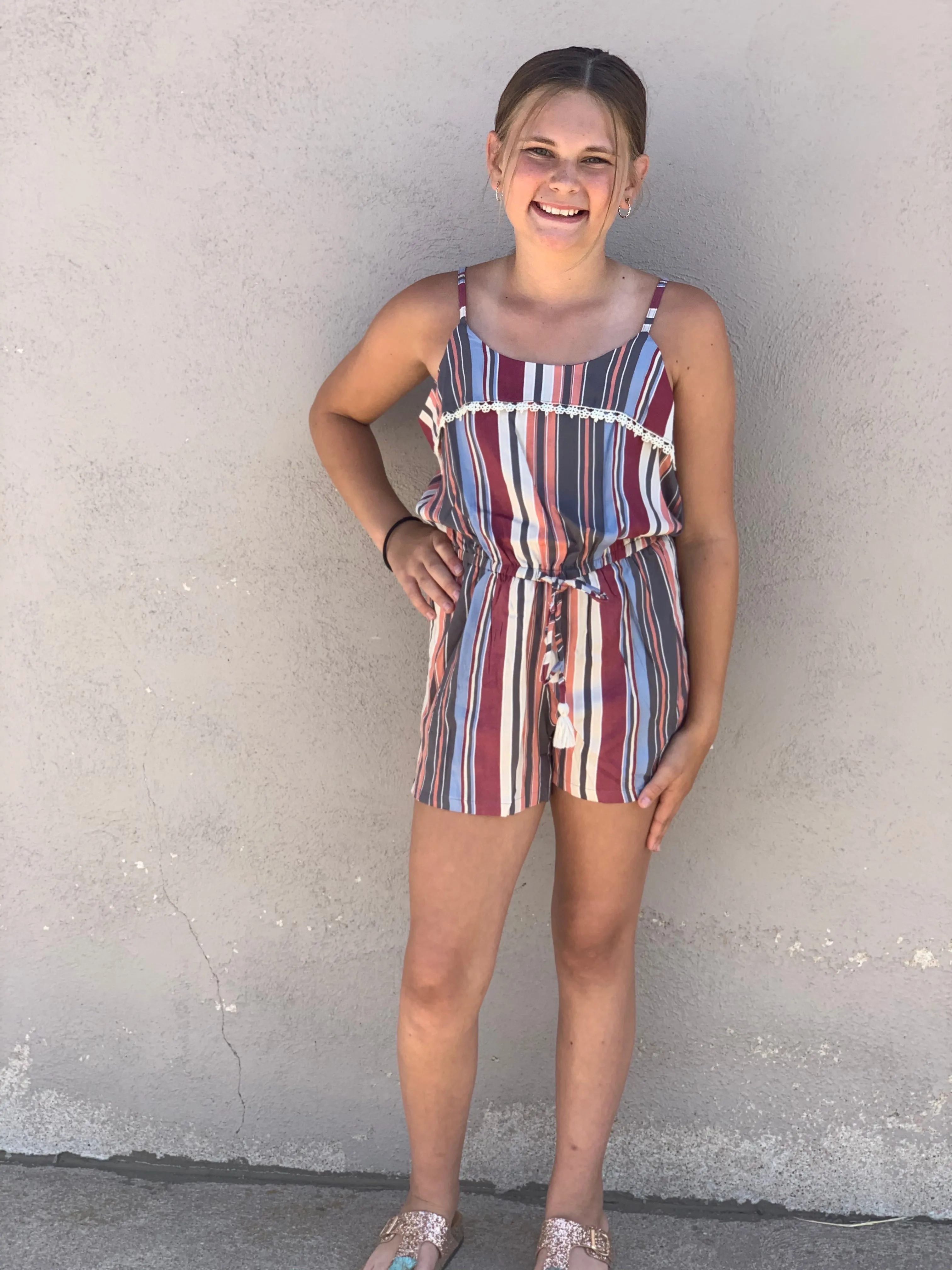 Girls Striped Romper