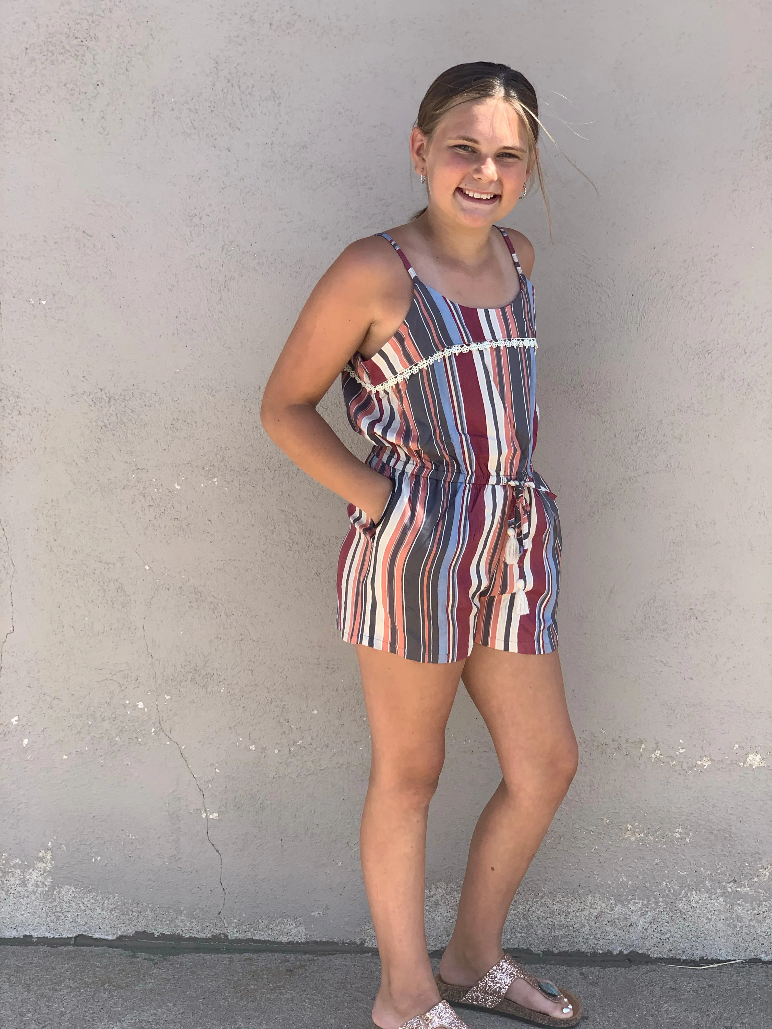 Girls Striped Romper