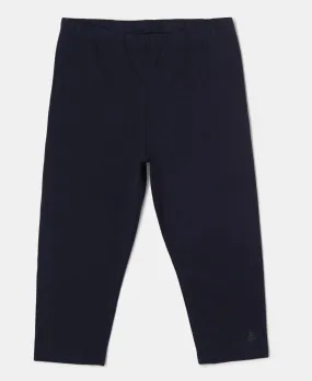 Girl's Super Combed Cotton Elastane Stretch Capri - Navy