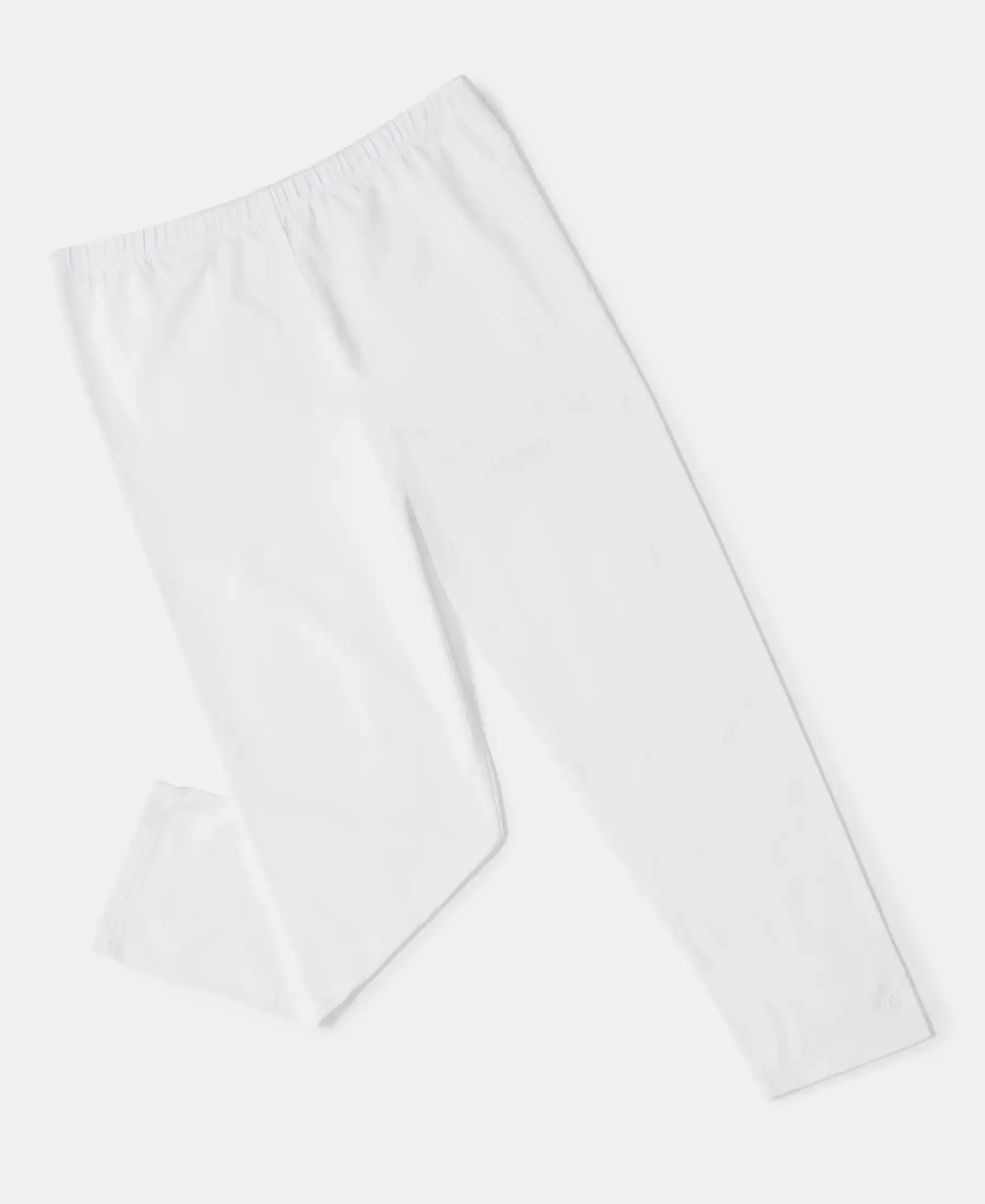 Girl's Super Combed Cotton Elastane Stretch Three Quarter Leggings - White