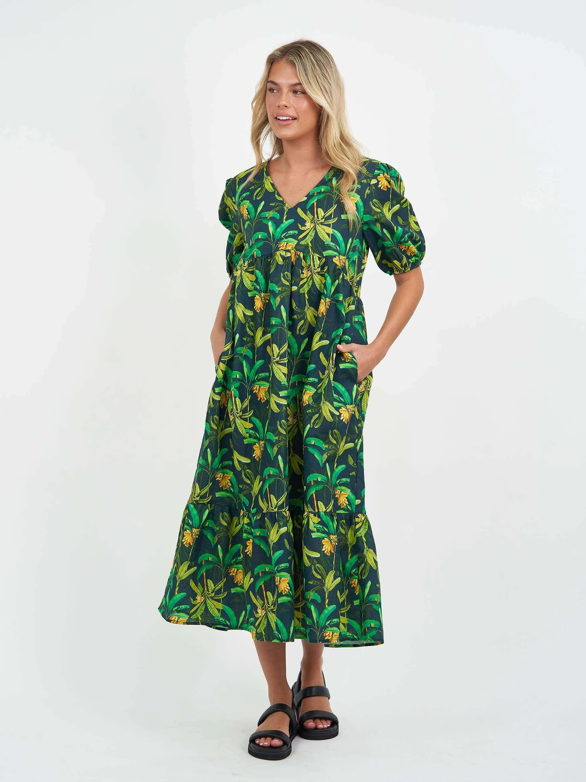 Green Forest Linen Dress