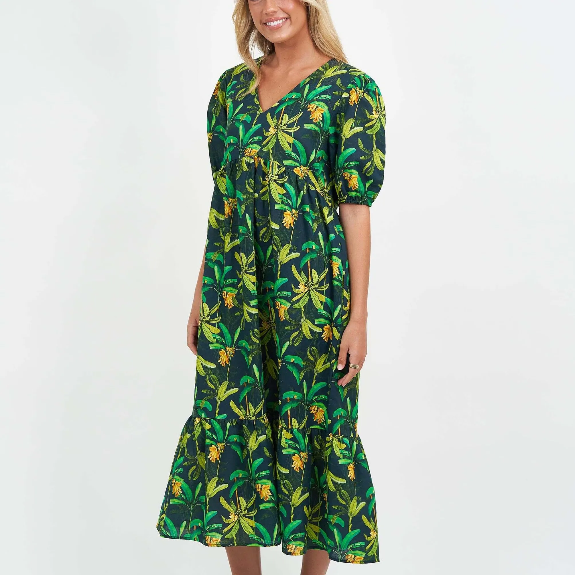 Green Forest Linen Dress